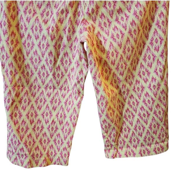 Lilly & Van Womens Capri Pants Size L Yellow Pink Diamond High Rise Tapered - Picture 5 of 9